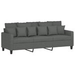 vidaXL Canapé à 3 places avec repose-pieds Gris foncé 180 cm Tissu