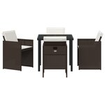 vidaXL Ensemble repas de jardin 5 pièces avec coussins en poly rattan marron