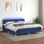 vidaXL Sommier à lattes de lit avec matelas LED Bleu 160x200 cm Tissu