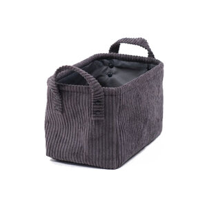 Corbeille fusain rectangulaire cosy en velours côtelé