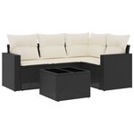 vidaXL Salon de jardin 5 Pièces avec coussins noir résine tressée