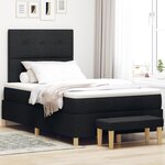 Lit à ressort vidaXL avec matelas et banc Noir 120x200 cm en tissu