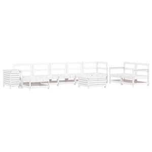 vidaXL Salon de jardin 10 Pièces blanc bois de pin massif