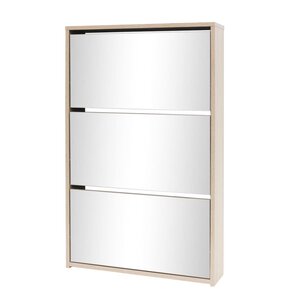 vidaXL Meuble à chaussures 3 étagères Miroir 63x17x102 5 cm Chêne