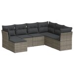 vidaXL Salon de jardin avec coussins 7 Pièces gris résine tressée