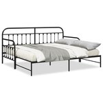Cadre de lit daybed vidaXL avec lit gigogne Noir 90x190 cm en acier