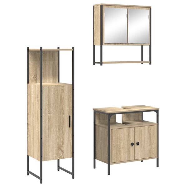 vidaXL Ensemble de meubles de salle de bain 3 pièces Chêne Sonoma en bois d'ingénierie