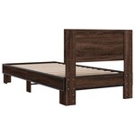 vidaXL Cadre de lit chêne marron 75x190 cm bois d'ingénierie et métal