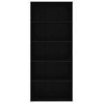 vidaXL Bibliothèque à 5 niveaux Noir 80x30x189 cm Bois d'ingénierie