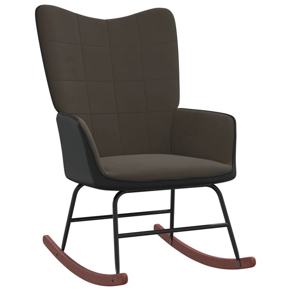 vidaXL Chaise à bascule Gris foncé Velours et PVC