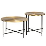 vidaXL Ensemble de tables 2 Pièces MDF recouvert de laiton