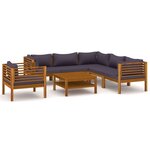 Salon de jardin meuble d'extérieur ensemble de mobilier 7 pièces avec coussin bois d'acacia solide 02_0017057