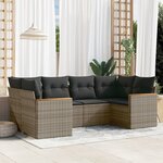 vidaXL Salon de jardin 6 Pièces avec coussins gris résine tressée