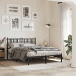 vidaXL Cadre de lit métal sans matelas avec tête de lit noir 135x190cm