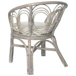 vidaXL Chaise de salle à manger avec coussin gris Rotin naturel et lin