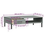 vidaXL Table basse avec pieds en métal Gris Bois pin massif OSLO
