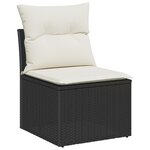Ensemble de Canapé de Jardin 9 Pièces avec Coussins Noir Rattan Poly Acacia