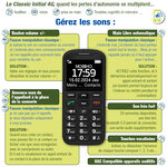 Le classic initial 4G, téléphone portable senior 100% ADAPTIF et Débloqué