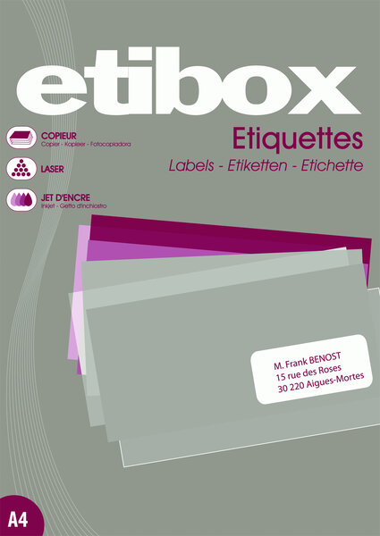 Boite 100f a4 1600 etiquettes cop/las/jet coins arrondis 99 1 x 33 9 mm blanc etibox
