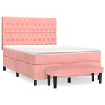 vidaXL Sommier à lattes de lit avec matelas Rose 140x190 cm Velours