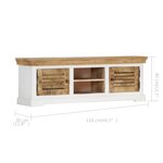 vidaXL Meuble TV 118 x 30 x 40 cm Bois de manguier massif