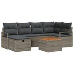 Ensemble de Canapé de Jardin 7 Pièces avec Coussins Gris Poly Rattan