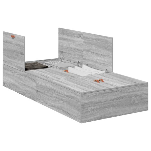 Lit de rangement vidaXL Gris Sonoma 90x200 cm