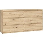Commode CHELSEA 6 tiroirs - 154 cm x 42 2 x 79 9 - chêne artisan