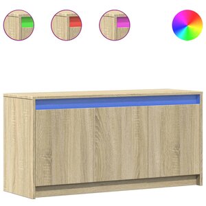 vidaXL Meuble TV avec LED chêne sonoma 100x34x50 cm bois d'ingénierie
