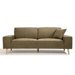 Hexagone - Canapé droit 3 places - Tissu Olive - 216 x 90 x 80 cm - Gustave