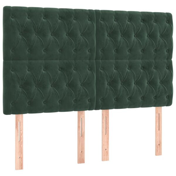 vidaXL Têtes de lit 4 Pièces Vert foncé 80x7x78/88 cm Velours