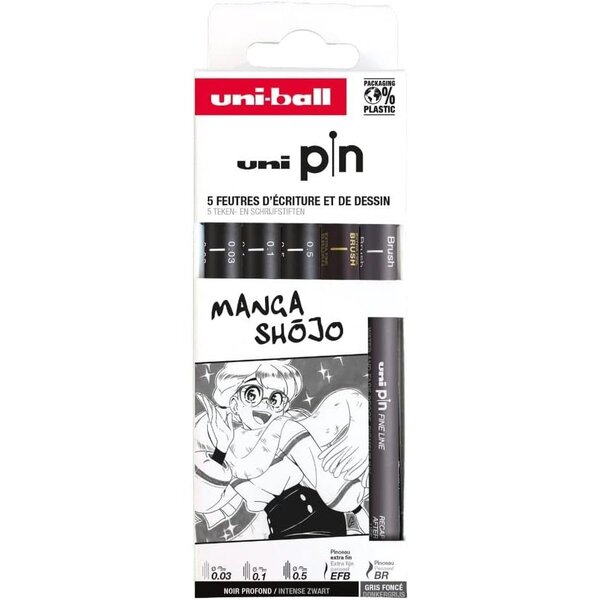 Feutre technique pin 'manga shojo' pf  set de 5 uni-ball