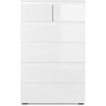 Commode CAPETOWN - blanc brillant - 6 Tiroirs - 80 x 131 5 x 40 cm