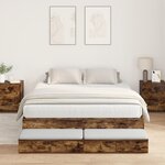 vidaXL Cadre de lit de rangement Chêne fumé 160x200 cm