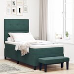 vidaXL Lit à ressorts avec matelas et banc vert foncé 90x200 cm en velours