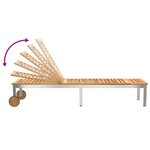 vidaXL Chaise longue avec roues 207x58x35 cm en bois massif acacia et acier inoxydable