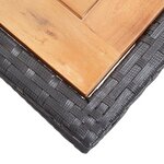 vidaXL Table de jardin Noir Bois d'acacia solide et résine tressée