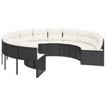 vidaXL Canapé de jardin avec coussins rond noir résine tressée