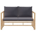 Salon de jardin meuble d'extérieur ensemble de mobilier 2 pièces avec coussins gris foncé bambou 02_0015890