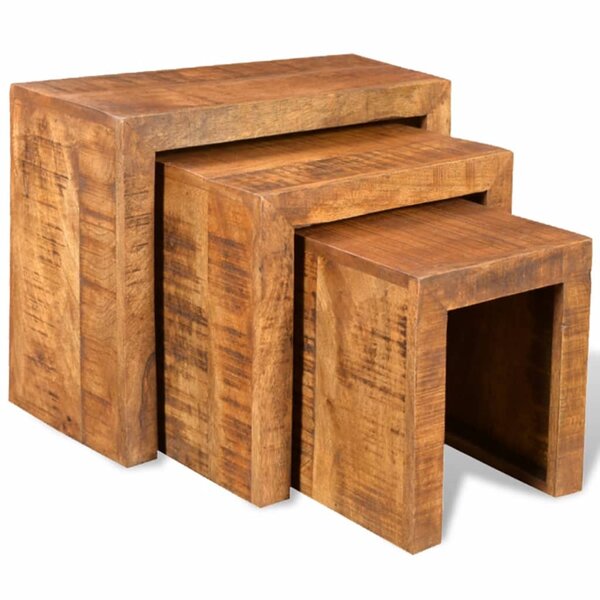 vidaXL Table gigogne 3 Pièces Bois massif de manguier