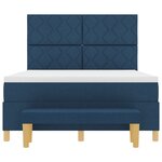 vidaXL Lit Box Spring avec Matelas et Banc Bleu 140x200 cm Tissu