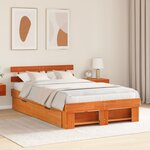 vidaXL Cadre de lit avec tiroirs Marron ciré 135x190 cm Bois de pin massif