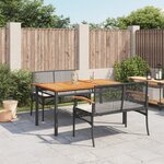 vidaXL Ensemble à manger de jardin avec coussins 3 Pièces Noir