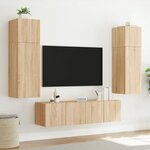 vidaXL Unités murales TV avec LED 6 Pièces chêne sonoma bois d'ingénierie