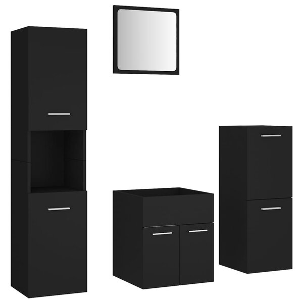 vidaXL Ensemble de meubles de salle de bain Noir Aggloméré