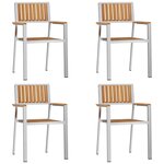 vidaXL Chaises de jardin empilables 4 Pièces en bois massif teck et acier inoxydable
