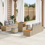 vidaXL Ensemble de Canapé de Jardin 8 Pièces avec Coussins Beige Rattan Poly Acacia