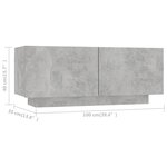 vidaXL Meuble TV Gris béton 100x35x40 cm Bois d'ingénierie