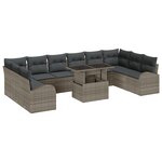 vidaXL Set de canapé de jardin de 11 pièces avec coussins gris poly rotin