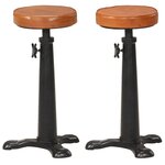 vidaXL Tabourets de bar lot de 2 marron cuir véritable et fonte